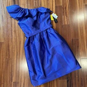 New NWT Alfred Sung Royal Blue Dress One-Shoulder Belted Formal Cocktail Size 10